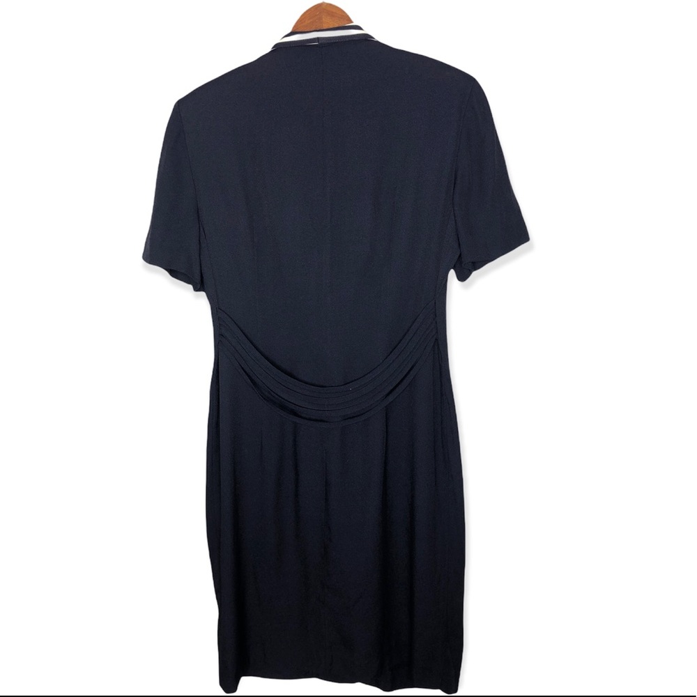 Vintage Dressbarn Navy/ White Sailor Button Up Midi Dress - Picture 3 of 4